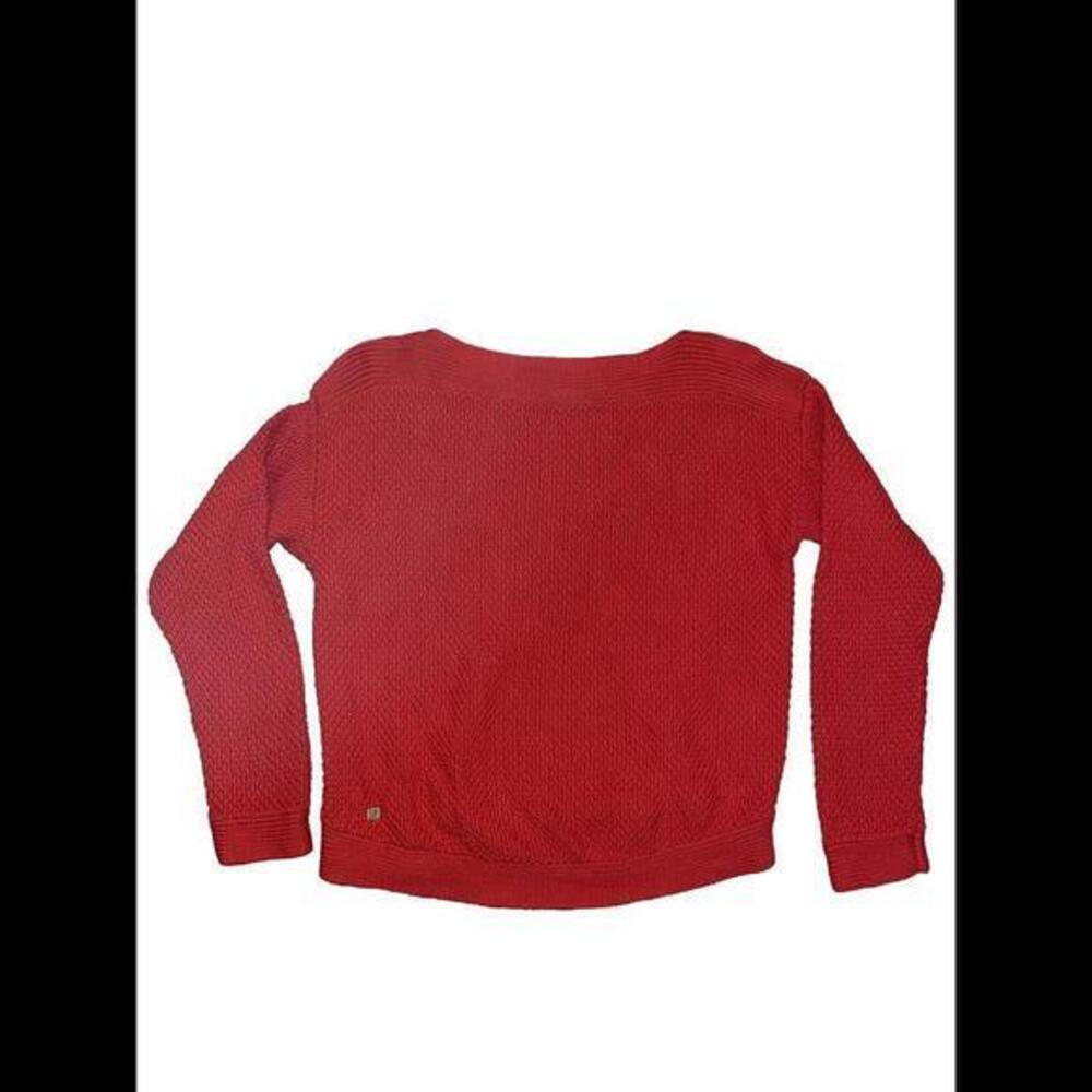 Lauren Ralph Lauren Women's Red Cable‎ Knit Sleeves Cotton Sweater Size XL